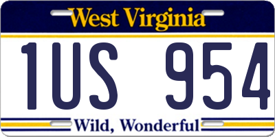 WV license plate 1US954