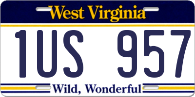 WV license plate 1US957
