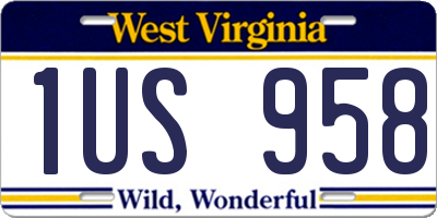 WV license plate 1US958