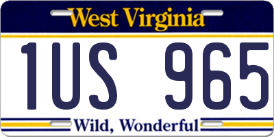 WV license plate 1US965