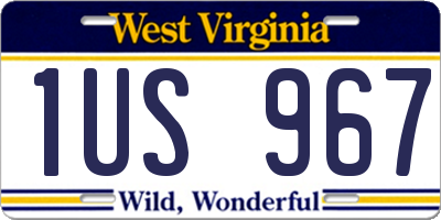 WV license plate 1US967