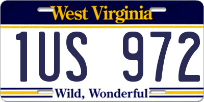 WV license plate 1US972