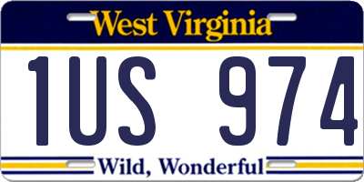 WV license plate 1US974