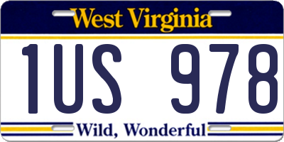 WV license plate 1US978