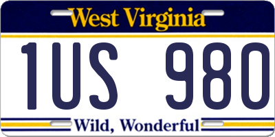 WV license plate 1US980
