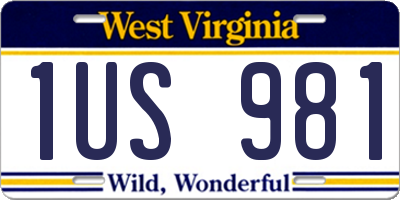 WV license plate 1US981