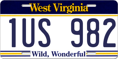 WV license plate 1US982