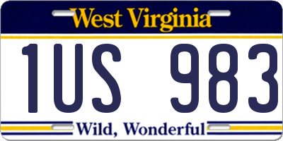 WV license plate 1US983