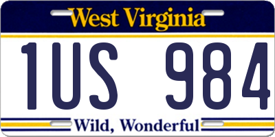 WV license plate 1US984