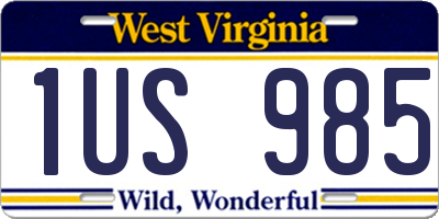WV license plate 1US985