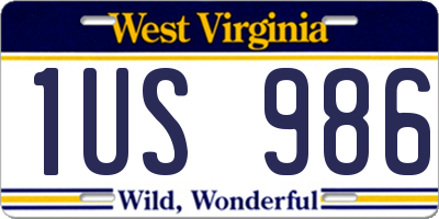 WV license plate 1US986