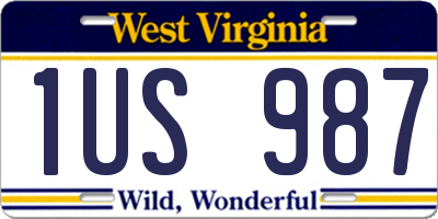 WV license plate 1US987
