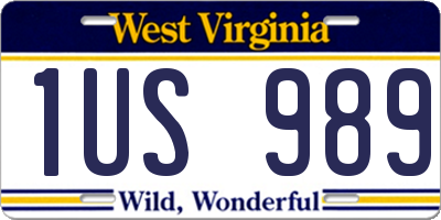 WV license plate 1US989