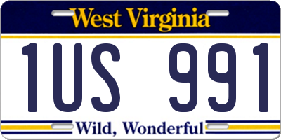 WV license plate 1US991