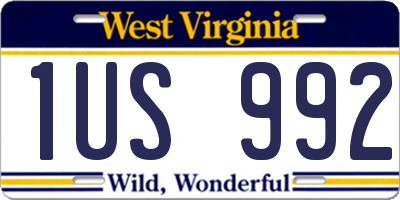 WV license plate 1US992