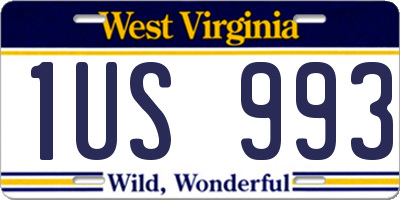 WV license plate 1US993