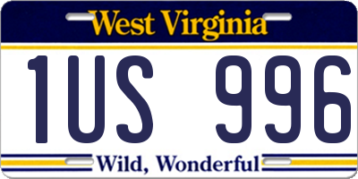 WV license plate 1US996