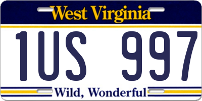 WV license plate 1US997