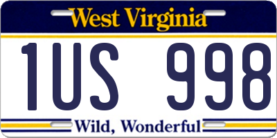 WV license plate 1US998