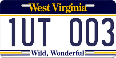 WV license plate 1UT003