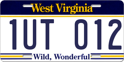 WV license plate 1UT012