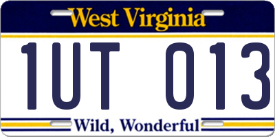 WV license plate 1UT013