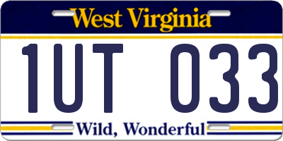 WV license plate 1UT033