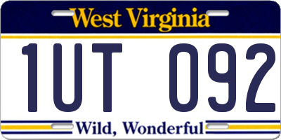 WV license plate 1UT092