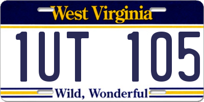 WV license plate 1UT105