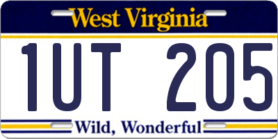 WV license plate 1UT205