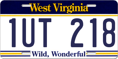 WV license plate 1UT218