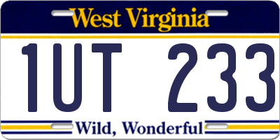 WV license plate 1UT233