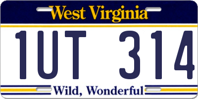 WV license plate 1UT314