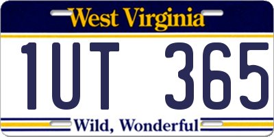 WV license plate 1UT365