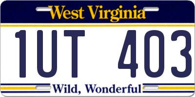 WV license plate 1UT403