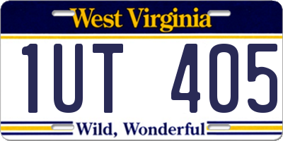 WV license plate 1UT405