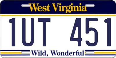 WV license plate 1UT451