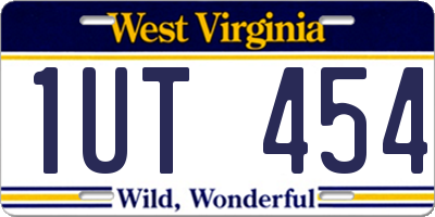 WV license plate 1UT454