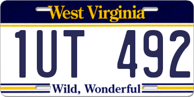 WV license plate 1UT492