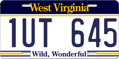 WV license plate 1UT645