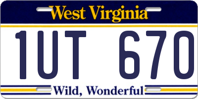 WV license plate 1UT670