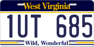WV license plate 1UT685