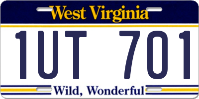 WV license plate 1UT701