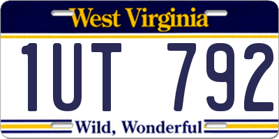 WV license plate 1UT792