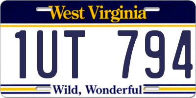 WV license plate 1UT794
