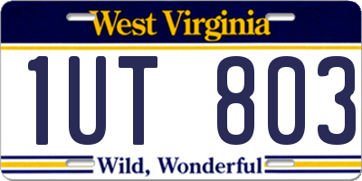 WV license plate 1UT803