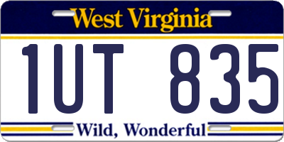 WV license plate 1UT835