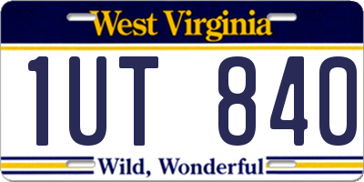 WV license plate 1UT840