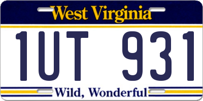WV license plate 1UT931