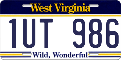 WV license plate 1UT986